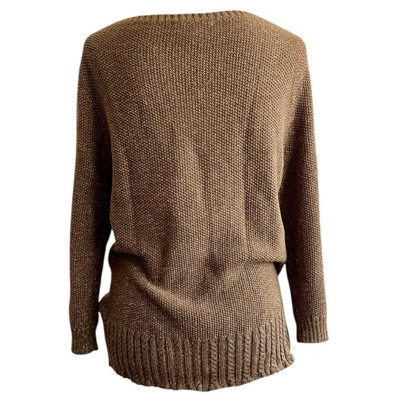 Ralph Lauren Women's Cable Knit Gold Metallic Sweater Size XL - Picture 4 of 9